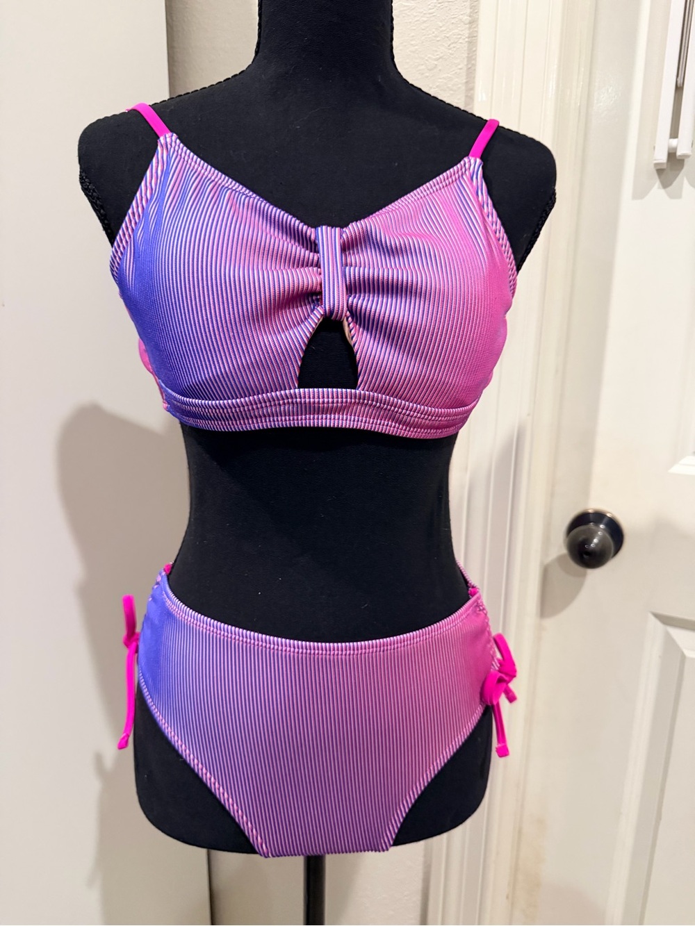 Cupshe Pink and Purple Ombré Ribbed Two-Piece Bikini Set